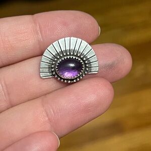 Watchful Eye Necklace with Amethyst Pendant in Sterling Silver